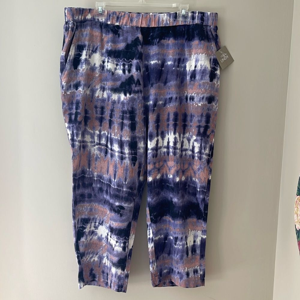 FOR CYNTHIA Woman 2X Tie Dye Linen Pants New with Tags
